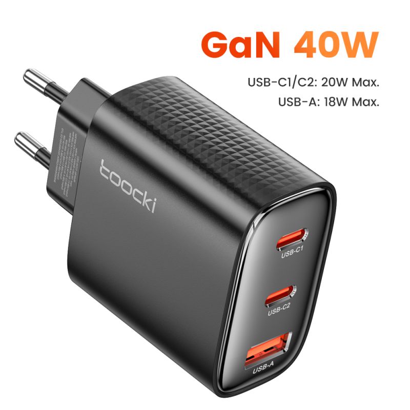 Bộ sạc Toocki 40W GaN PD 20W sạc nhanh USB Type C dành cho iPhone 15 14 13 12 Pro Max iPad Samsung S24 S23 Xiaomi POCO