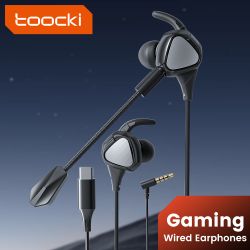 Tai nghe có dây Toocki TE27 dành cho game thủ, âm thanh vòm 7.1 HiFi Stereo, micro kép, âm bass mạnh mẽ, tai nghe nhét tai chơi 