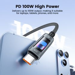 Cáp USB C sang USB C ToockI (2 chiếc) 100W, đèn RGB rỗng, sạc nhanh, cáp Type C cho iPhone 17 16 15, Samsung S24 S23, Laptop