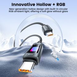 Cáp USB C sang USB C ToockI (2 chiếc) 100W, đèn RGB rỗng, sạc nhanh, cáp Type C cho iPhone 17 16 15, Samsung S24 S23, Laptop