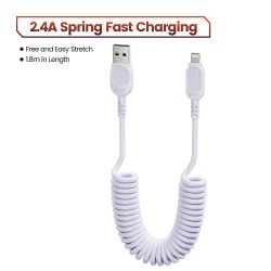 Cáp sạc nhanh Toocki USB C Lightning có lò xo tự thu gọn dành cho ô tô, tương thích với iPhone 14 13 12 11 Pro Max XR XS 8 7