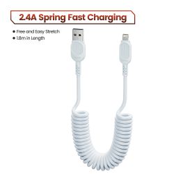 Cáp sạc nhanh Toocki USB C Lightning có lò xo tự thu gọn dành cho ô tô, tương thích với iPhone 14 13 12 11 Pro Max XR XS 8 7