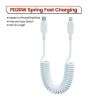 Cáp sạc nhanh Toocki USB C Lightning có lò xo tự thu gọn dành cho ô tô, tương thích với iPhone 14 13 12 11 Pro Max XR XS 8 7