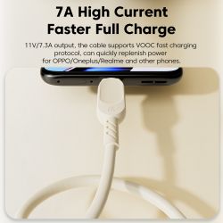 Cáp USB Type-C Toocki 7A 100W sạc siêu nhanh cho Huawei P40 P30, dây sạc USB C cho Samsung Xiaomi Oneplus POCO