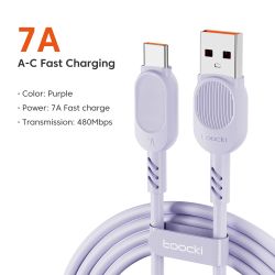 Cáp USB Type-C Toocki 7A 100W sạc siêu nhanh cho Huawei P40 P30, dây sạc USB C cho Samsung Xiaomi Oneplus POCO