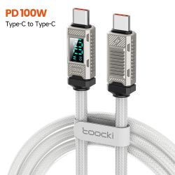 Cáp sạc nhanh Toocki PD 100W Type C sang USB Type C, tương thích với iPhone 15 Pro Max, Macbook, Samsung S24, S23.