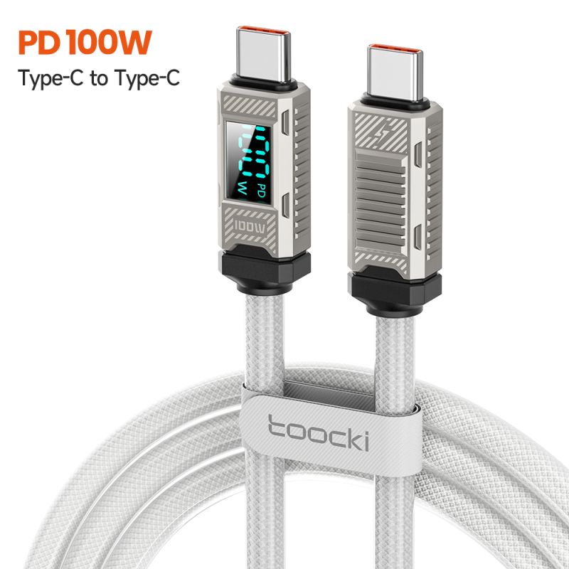 Cáp sạc nhanh Toocki PD 100W Type C sang USB Type C, tương thích với iPhone 15 Pro Max, Macbook, Samsung S24, S23.