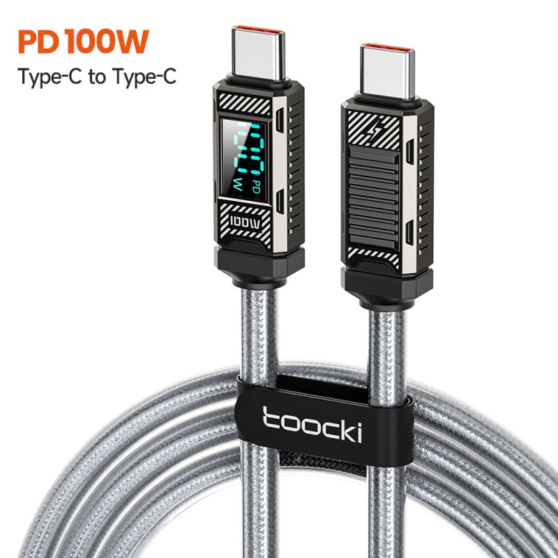Cáp sạc nhanh Toocki PD 100W Type C sang USB Type C, tương thích với iPhone 15 Pro Max, Macbook, Samsung S24, S23.