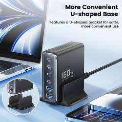 Bộ sạc nhanh Toocki 160W GaN PD 100W QC4.0 PPS dành cho máy tính để bàn, cổng USB Type C, tương thích với laptop, máy tính bảng,