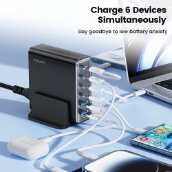 Bộ sạc nhanh Toocki 160W GaN PD 100W QC4.0 PPS dành cho máy tính để bàn, cổng USB Type C, tương thích với laptop, máy tính bảng,