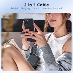 Pin dự phòng Toocki tích hợp cáp USB C, dung lượng 10000/20000mAh, sạc nhanh PD 22.5W, tương thích với iPhone 16 15 14 13 và Sam