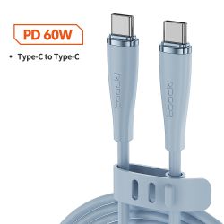 สายชาร์จเร็ว Toocki 1.2M USB C to USB C 60W สายชาร์จซิลิโคนสำหรับ iPhone 16 15 Samsung S24 S23 iPad Tablet Xiaomi USB C Cable