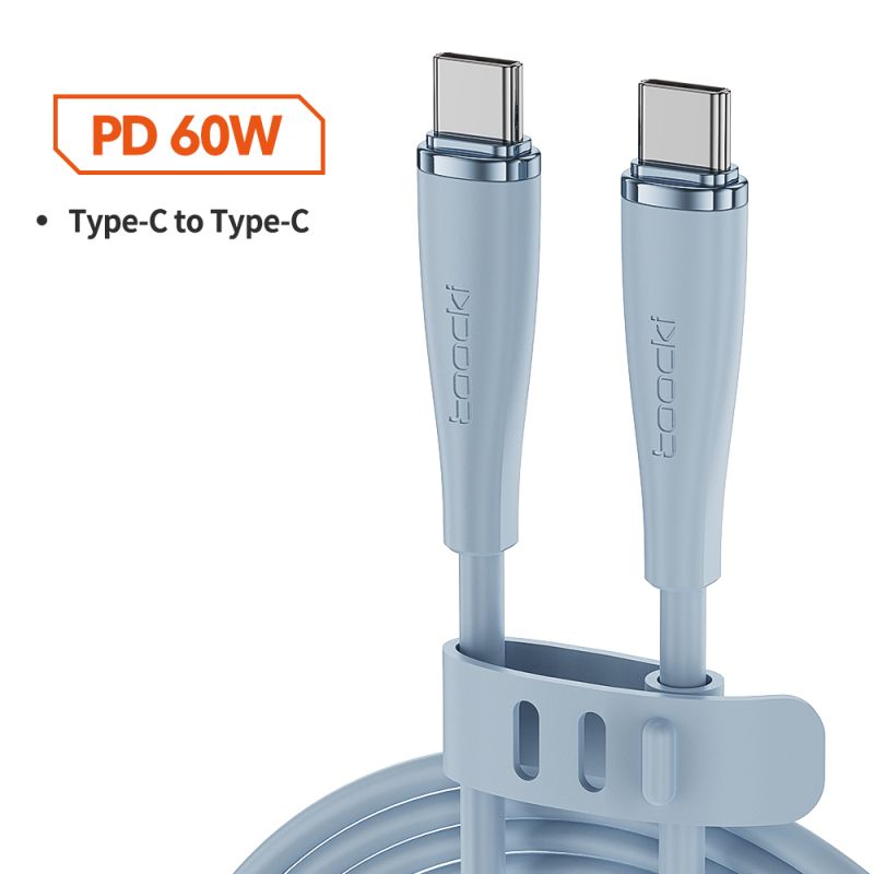 สายชาร์จเร็ว Toocki 1.2M USB C to USB C 60W สายชาร์จซิลิโคนสำหรับ iPhone 16 15 Samsung S24 S23 iPad Tablet Xiaomi USB C Cable
