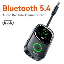 Bộ thu phát âm thanh Bluetooth 5.4 Toocki RT/TX 2 trong 1, dùng cho TV, tai nghe, ô tô, máy bay, cổng AUX 3.5mm.