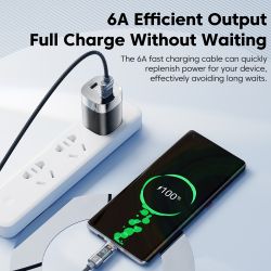 Toocki USB-A auf USB-C Schnellladekabel 66W 6A mit Digitalanzeige, Typ-C-Ladekabel für iPhone 17, 16, 15, Samsung, Huawei und Xi