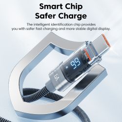 Toocki USB-A auf USB-C Schnellladekabel 66W 6A mit Digitalanzeige, Typ-C-Ladekabel für iPhone 17, 16, 15, Samsung, Huawei und Xi