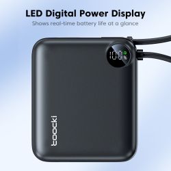 Pin dự phòng Toocki tích hợp cáp USB C, dung lượng 10000/20000mAh, sạc nhanh PD 22.5W, tương thích với iPhone 16 15 14 13 và Sam