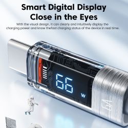 Toocki USB-A auf USB-C Schnellladekabel 66W 6A mit Digitalanzeige, Typ-C-Ladekabel für iPhone 17, 16, 15, Samsung, Huawei und Xi