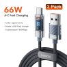 Toocki USB-A auf USB-C Schnellladekabel 66W 6A mit Digitalanzeige, Typ-C-Ladekabel für iPhone 17, 16, 15, Samsung, Huawei und Xi