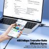 Cáp USB C Toocki 60W 2 trong 1 hỗ trợ sạc nhanh PD, cáp USB Type C sang Type C cho iPhone 15, Macbook, Samsung, Xiaomi, POCO, Re