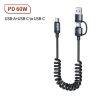 Cáp USB C Toocki 60W 2 trong 1 hỗ trợ sạc nhanh PD, cáp USB Type C sang Type C cho iPhone 15, Macbook, Samsung, Xiaomi, POCO, Re