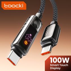 Câble USB-C vers USB-C Toocki 100 W, compatible PD3.0 et QC4.0, avec affichage de la batterie et charge rapide, pour MacBook, iP