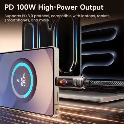 Câble USB-C vers USB-C Toocki 100 W, compatible PD3.0 et QC4.0, avec affichage de la batterie et charge rapide, pour MacBook, iP
