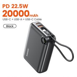 Pin dự phòng Toocki tích hợp cáp USB C, dung lượng 10000/20000mAh, sạc nhanh PD 22.5W, tương thích với iPhone 16 15 14 13 và Sam