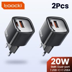 Toocki 미니 20W GaN 충전기 PD3.0 QC3.0 고속 USB 타입 C 휴대폰 충전기 (아이폰 17 16 15, 삼성 S25, 샤오미, 화웨이, 아이패드 호환) USB 팬