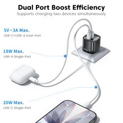Toocki 미니 20W GaN 충전기 PD3.0 QC3.0 고속 USB 타입 C 휴대폰 충전기 (아이폰 17 16 15, 삼성 S25, 샤오미, 화웨이, 아이패드 호환) USB 팬