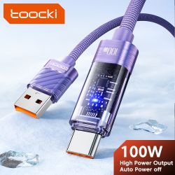 Toocki 100W USB Type C 케이블 (자동 전원 차단, QC4.0 6A 고속 충전) - iPhone 15, Samsung S23 S22, Xiaomi, Huaiwei 호환