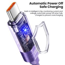 Toocki 100W USB Type C 케이블 (자동 전원 차단, QC4.0 6A 고속 충전) - iPhone 15, Samsung S23 S22, Xiaomi, Huaiwei 호환