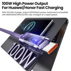 Toocki 100W USB Type C 케이블 (자동 전원 차단, QC4.0 6A 고속 충전) - iPhone 15, Samsung S23 S22, Xiaomi, Huaiwei 호환
