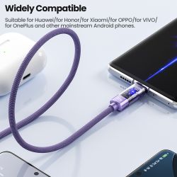 Toocki 100W USB Type C 케이블 (자동 전원 차단, QC4.0 6A 고속 충전) - iPhone 15, Samsung S23 S22, Xiaomi, Huaiwei 호환