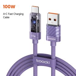 Toocki 100W USB Type C 케이블 (자동 전원 차단, QC4.0 6A 고속 충전) - iPhone 15, Samsung S23 S22, Xiaomi, Huaiwei 호환