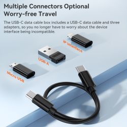 Cáp USB C sang USB C 4 trong 1 Toocki PD 60W sạc nhanh, dây cáp dữ liệu cho iPhone Xiaomi Type C Micro kèm hộp đựng.