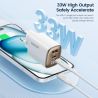 Bộ sạc USB Toocki GaN 33W màn hình kỹ thuật số QC3.0 PD sạc nhanh Type C cho iPhone 15 14 13 Pro Max Samsung Xiaomi Honor POCO