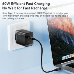 Cáp USB C sang USB C 4 trong 1 Toocki PD 60W sạc nhanh, dây cáp dữ liệu cho iPhone Xiaomi Type C Micro kèm hộp đựng.