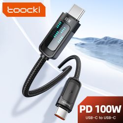 Toocki Scrolling Lighting USB Type C to USB C Cable 100W Fast Charging for iPhone 17 16 15 Samsung S25 S24 Honor Xiaomi Laptop