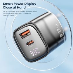 Bộ sạc USB Toocki GaN 33W màn hình kỹ thuật số QC3.0 PD sạc nhanh Type C cho iPhone 15 14 13 Pro Max Samsung Xiaomi Honor POCO