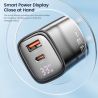 Bộ sạc USB Toocki GaN 33W màn hình kỹ thuật số QC3.0 PD sạc nhanh Type C cho iPhone 15 14 13 Pro Max Samsung Xiaomi Honor POCO