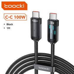 Toocki Scrolling Lighting USB Type C to USB C Cable 100W Fast Charging for iPhone 17 16 15 Samsung S25 S24 Honor Xiaomi Laptop