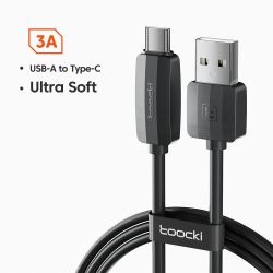 Cáp USB Type C 3A silicon Toocki dành cho Xiaomi Samsung Huawei POCO, cáp Lightning cho iPhone 14 13 12 11, dây cáp điện thoại d