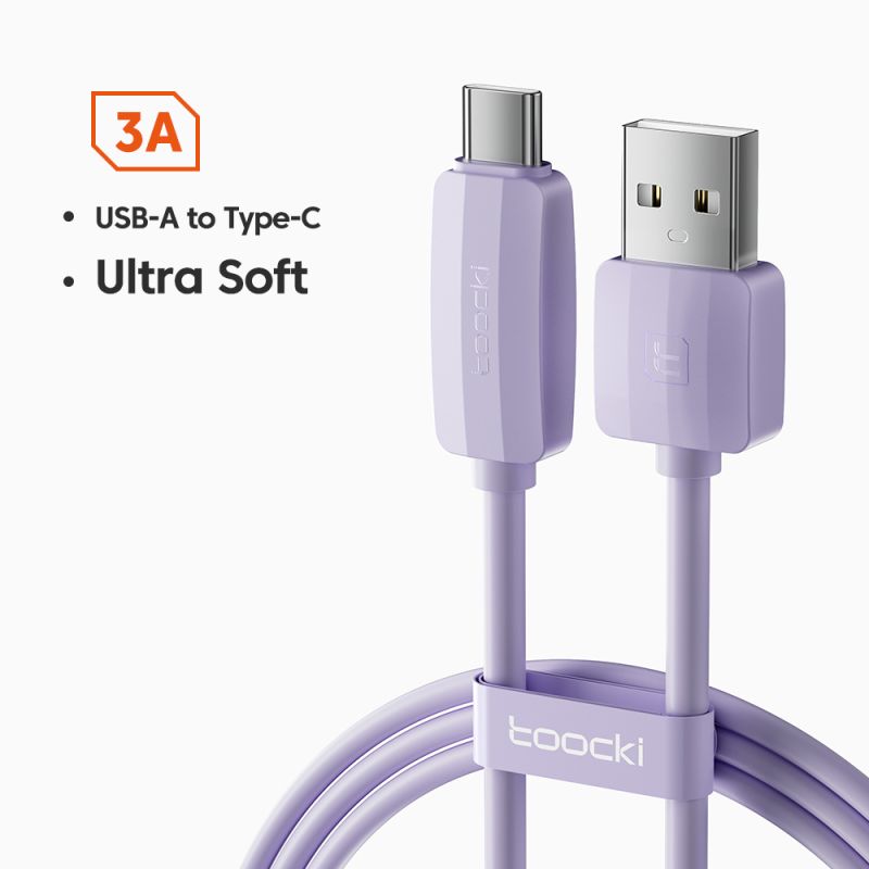 Cáp USB Type C 3A silicon Toocki dành cho Xiaomi Samsung Huawei POCO, cáp Lightning cho iPhone 14 13 12 11, dây cáp điện thoại d