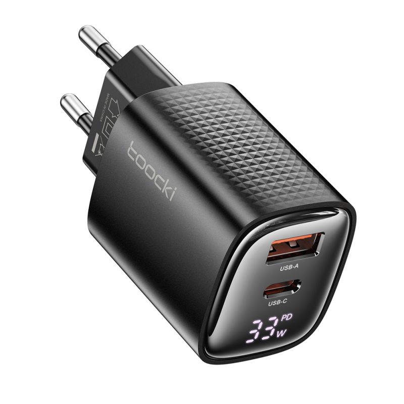 Bộ sạc USB Toocki GaN 33W màn hình kỹ thuật số QC3.0 PD sạc nhanh Type C cho iPhone 15 14 13 Pro Max Samsung Xiaomi Honor POCO