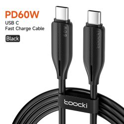 Cáp dữ liệu Toocki 100W Type C sang Type C PD4.0 5A sạc nhanh cho MacBook, iPhone 15, Samsung, Xiaomi, Huawei, Realme.