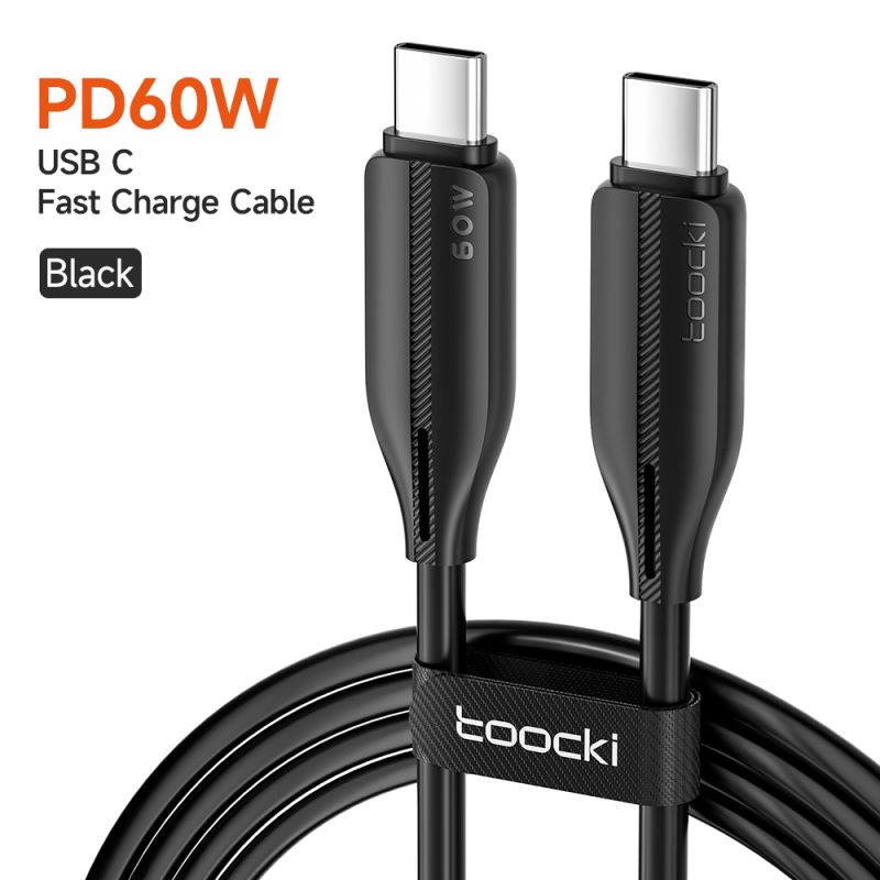 Кабель для швидкої зарядки Toocki 100W Type-C - Type-C Cale PD4.0 5A із зарядним пристроєм для Macbokk iPhone 15 Samsung Xiomi H