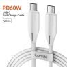 Cáp dữ liệu Toocki 100W Type C sang Type C PD4.0 5A sạc nhanh cho MacBook, iPhone 15, Samsung, Xiaomi, Huawei, Realme.
