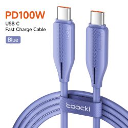 Cáp dữ liệu Toocki 100W Type C sang Type C PD4.0 5A sạc nhanh cho MacBook, iPhone 15, Samsung, Xiaomi, Huawei, Realme.