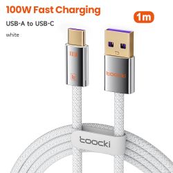 Cáp USB Type C Toocki 100W hợp kim kẽm 5A sạc nhanh cho iPhone 17 16 Samsung S25 S24 Xiaomi Huawei OPPO Oneplus